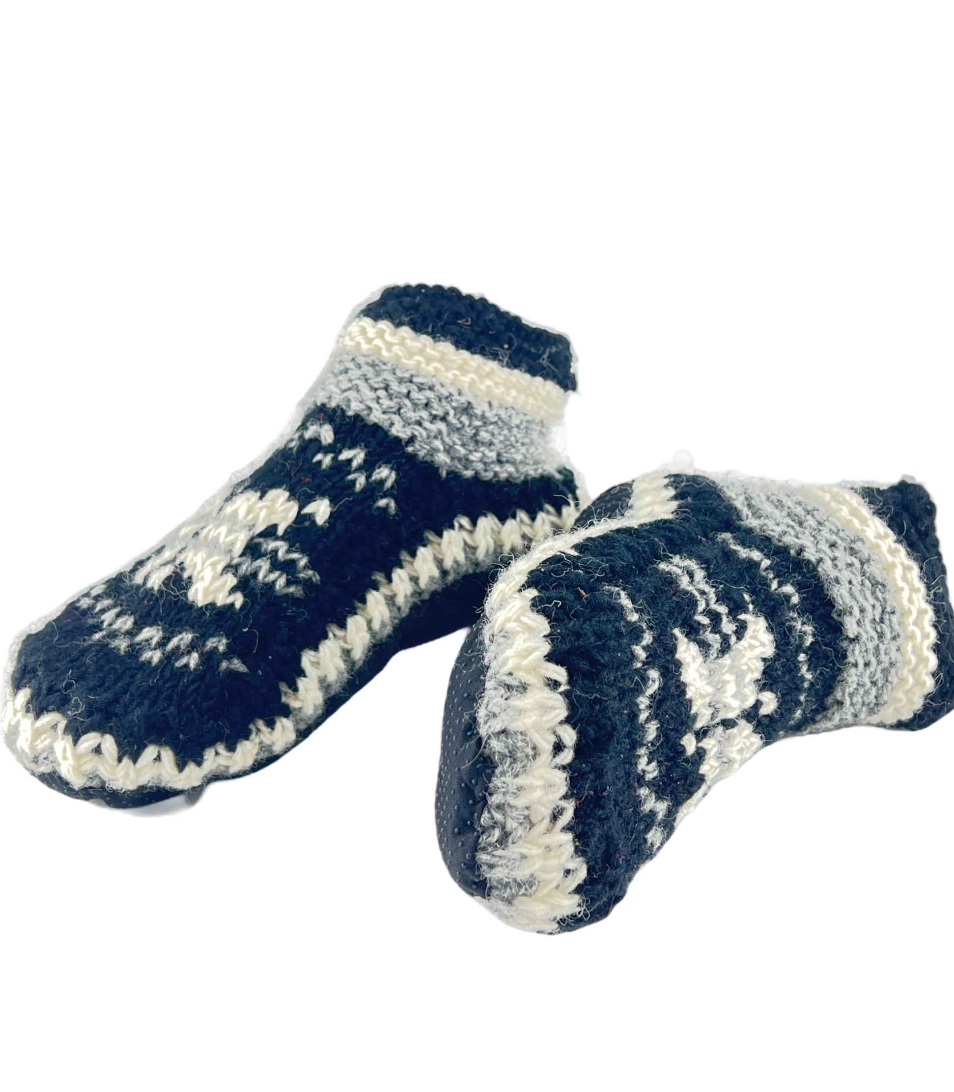 Adult booties Pure Wool Hand Knitted Socks with Non Slip Sole