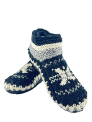 Adult booties |  Pure Wool Hand Knitted Socks with Non Slip Sole|  Cozy House Wear Ankle Slippers Socks | Fleece Lined Slipper boots