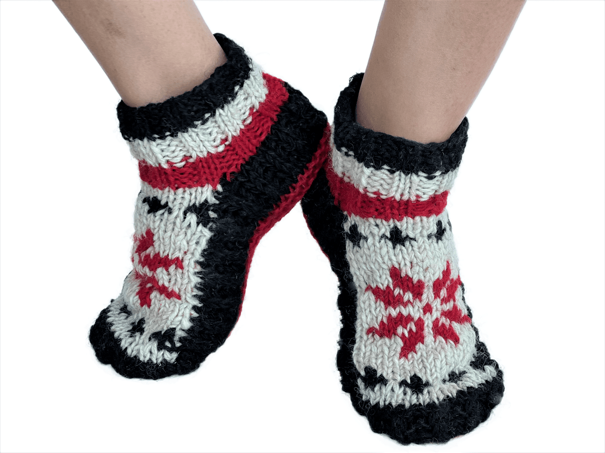 Fun socks Fuzzy Non Slip Woolen Knitted Slipper Socks for Winters | Cozy Wool Slippers  | Cute Ankle Length House Slippers for Men & Womens