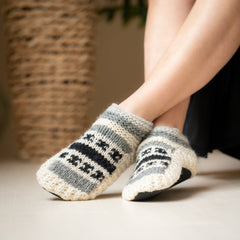 Fun socks | Fuzzy Non Slip Woolen Knitted Slipper Socks for Winters | Cozy Wool Slippers  | Cute| Ankle Length House Slippers for Men & Women
