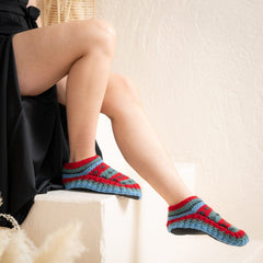 Women’s Non-Slip Hand Knitted Woolen Slippers Socks | Pure Yak Wool Hand Knitted Socks | Cozy House Wear Ankle Slippers | Fleece Lined boots