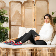 Women’s Non-Slip Hand Knitted Woolen Slippers Socks | Pure Yak Wool Hand Knitted Socks | Cozy House Wear Ankle Slippers | Fleece Lined boots