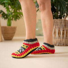 Cute socks Indoor Slippers Hand Knitted with Yak Wool | Anti-Skid Sole | Fuzzy Slippers Boots | Soft Woolen House Slippers for Men & Women
