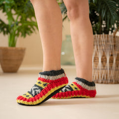 Cute socks Indoor Slippers Hand Knitted with Yak Wool | Anti-Skid Sole | Fuzzy Slippers Boots | Soft Woolen House Slippers for Men & Women