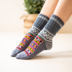 Anti slip Slouchy Socks | Handmade Cozy Woolen Socks/Leg Warmers for Winters | cute socks Hand Knitted Socks