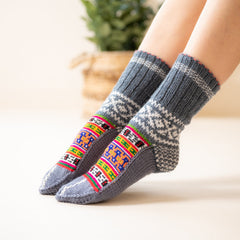 Anti slip Slouchy Socks | Handmade Cozy Woolen Socks/Leg Warmers for Winters | cute socks Hand Knitted Socks