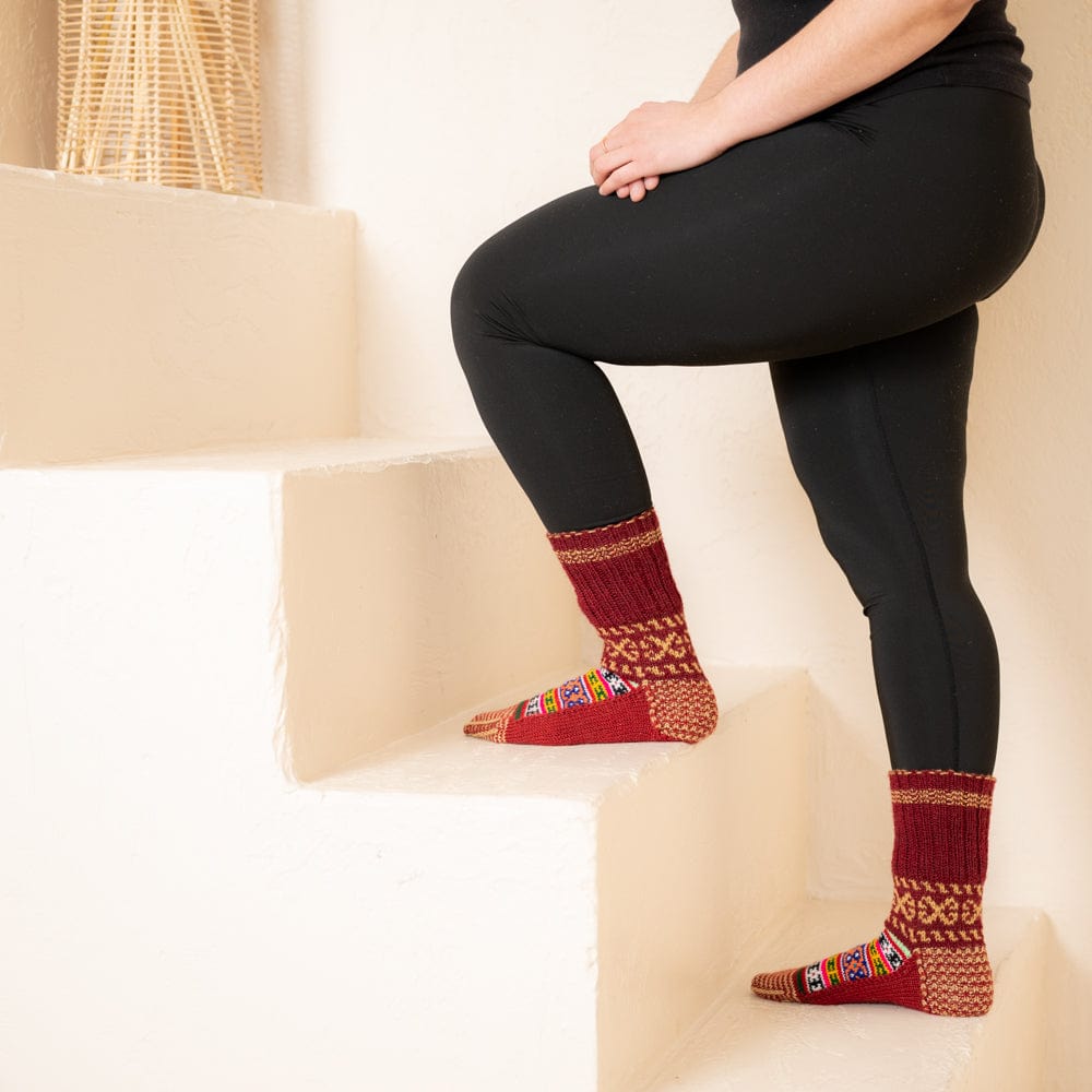 Fuzzy socks Patterned Indoor Socks | Slouch socks  |Cozy Knit Warm Winter Socks | Knitted Dorm Socks |  Cute Nordic Print Stripe Socks