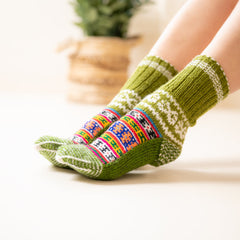 Cozy Knit Warm Winter | Fuzzy socks Patterned Indoor Socks | Slouch socks  |Socks | Knitted Dorm Socks |  Cute Nordic Print Stripe Socks