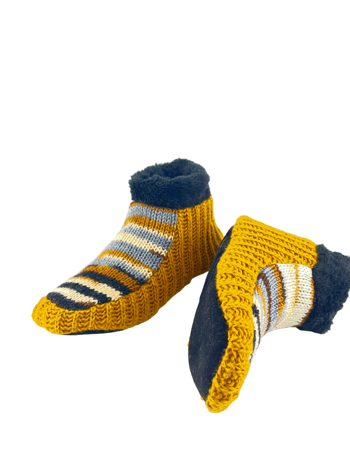 Non-Slip sheep Wool fur lined slippers   | Woolen Knitted Slipper Socks for Winters | Cute Ankle Length House Slippers for Men & Women