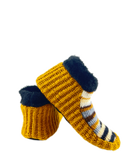 Non-Slip sheep Wool fur lined slippers   | Woolen Knitted Slipper Socks for Winters | Cute Ankle Length House Slippers for Men & Women