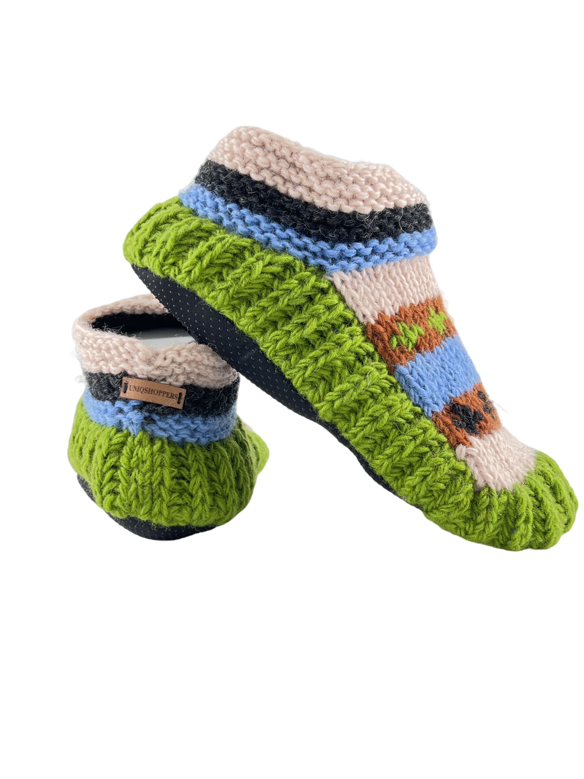 Cute socks Indoor Slippers Hand Knitted with Yak Wool | Anti-Skid Sole | Fuzzy Slippers Boots | Soft Woolen House Slippers for Men & Women