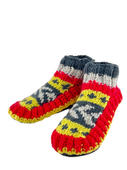 Cute socks Indoor Slippers Hand Knitted with Yak Wool | Anti-Skid Sole | Fuzzy Slippers Boots | Soft Woolen House Slippers for Men & Women