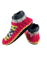 Cute socks Indoor Slippers Hand Knitted with Yak Wool | Anti-Skid Sole | Fuzzy Slippers Boots | Soft Woolen House Slippers for Men & Women