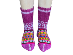 Slouch socks Cute Nordic Print Stripe Socks | Cozy Knit Warm Winter Socks | Knitted Dorm Socks | Patterned Indoor Socks