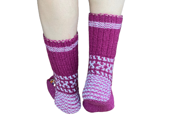 Slouch socks Cute Nordic Print Stripe Socks | Cozy Knit Warm Winter Socks | Knitted Dorm Socks | Patterned Indoor Socks