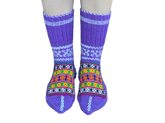 Knitted Dorm | Socks slouch socks Cozy Knit Warm Winter Socks  | Patterned Indoor Socks | Cute Nordic Print Stripe Socks