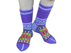 Knitted Dorm | Socks slouch socks Cozy Knit Warm Winter Socks  | Patterned Indoor Socks | Cute Nordic Print Stripe Socks