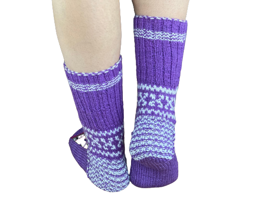 Knitted Dorm | Socks slouch socks Cozy Knit Warm Winter Socks  | Patterned Indoor Socks | Cute Nordic Print Stripe Socks