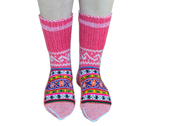 Pure Wool Socks | Slouch Socks house slippers Nordic Pattern & Handmade Cozy Woolen Socks/Leg Warmers for Winters