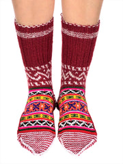 Fuzzy socks Patterned Indoor Socks | Slouch socks  |Cozy Knit Warm Winter Socks | Knitted Dorm Socks |  Cute Nordic Print Stripe Socks