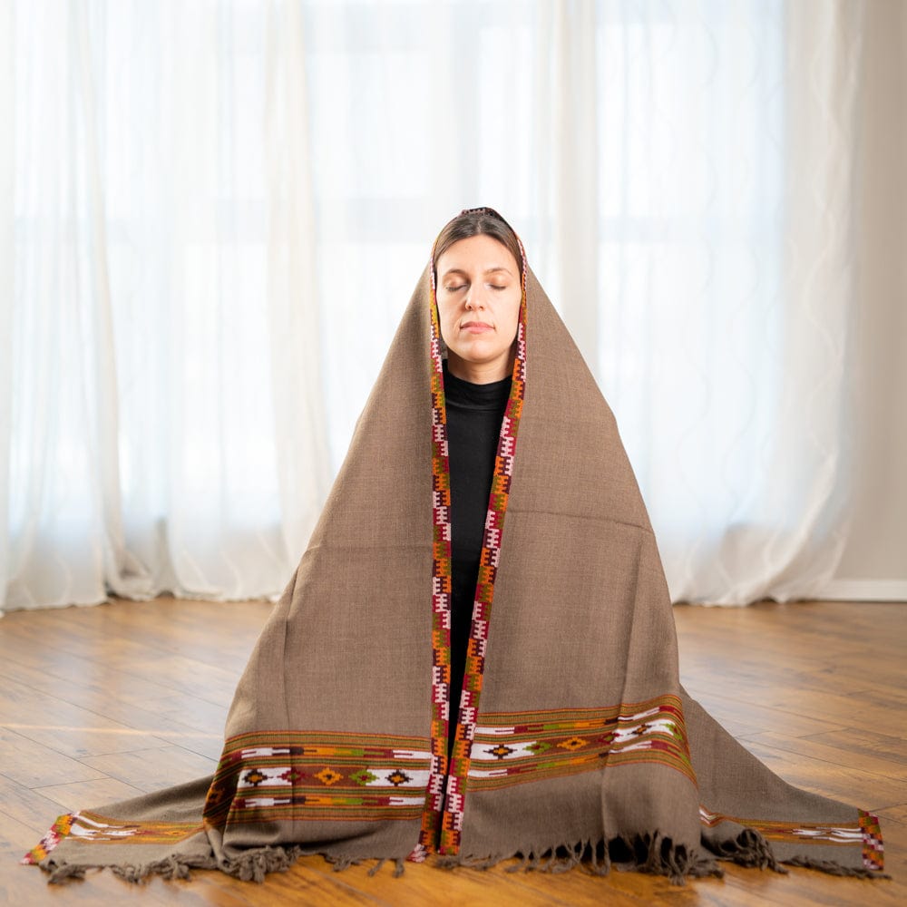 Shawl for Winter | Ethnic Blanket | Elegant Wool Scarf / Stole | Himalayan Wool Mediation Shawl/ Blanket | Handwoven Indian Yoga Shawl